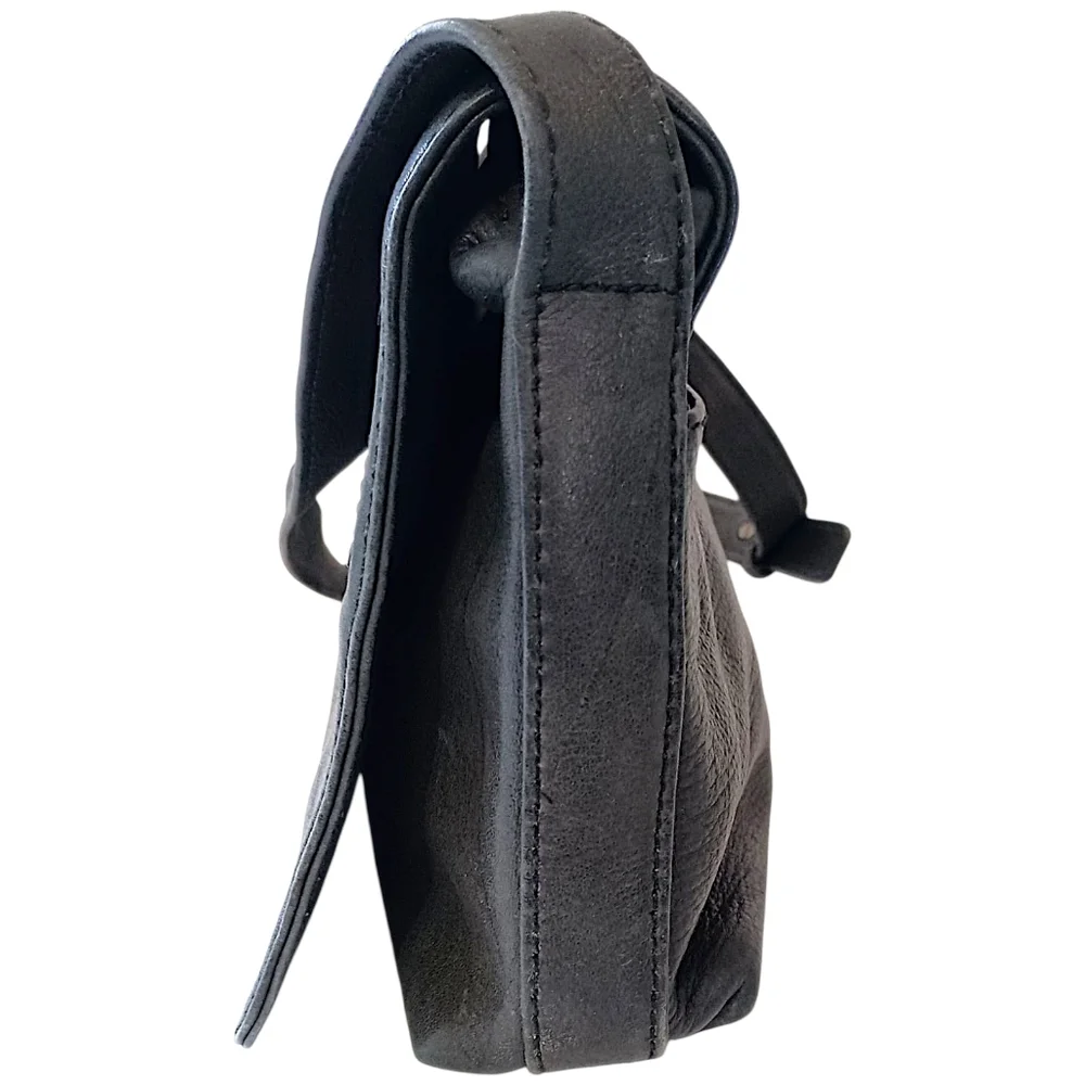 Sabina New York Leather‎ Shoulder Bag Black Navy Old Money Quiet Luxury Vintage
